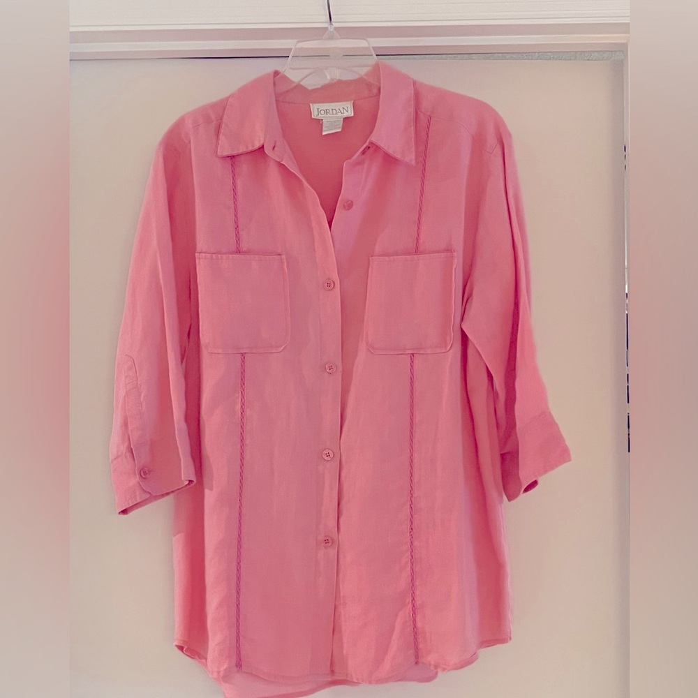 Jordan Vintage Pink Linen Buttondown Shirt